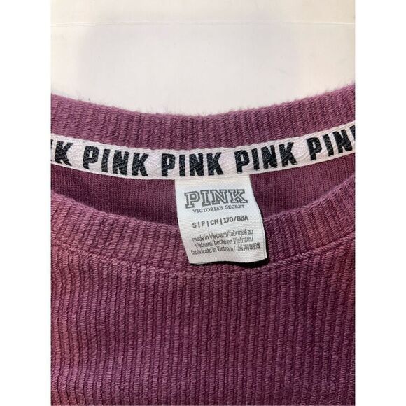 🤍Victoria's Secret PINK Ribbed Long Sleeve Top-Maroon-Size S A32 - Picture 3 of 6